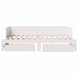 vidaXL Daybed with Trundle & Drawers Sofa Bed White 80x200 cm Solid Wood Pine