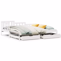 VidaXL 3302222, Sofa bed, White, Pinewood, 2035 mm, 980 mm, 685 mm