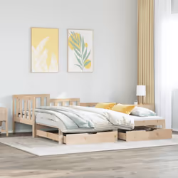 vidaXL Daybed with Trundle and Drawers Sofa Bed 90x190 cm Solid Wood Pine