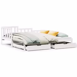 VidaXL 3302224, Sofa bed, White, Pinewood, 1935 mm, 980 mm, 685 mm