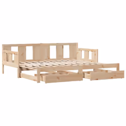 vidaXL Daybed with Trundle and Drawers Sofa Bed Solid Wood Pine - natural, 90 x 200 cm - Additional view 4