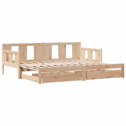 vidaXL Daybed with Trundle and Drawers Sofa Bed Solid Wood Pine - natural, 80 x 200 cm - Additional view 2