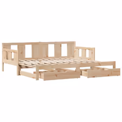 vidaXL Daybed with Trundle and Drawers Sofa Bed Solid Wood Pine - natural, 80 x 200 cm - Additional view 4