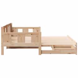 vidaXL Daybed with Trundle and Drawers Sofa Bed Solid Wood Pine - natural, 80 x 200 cm - Additional view 5