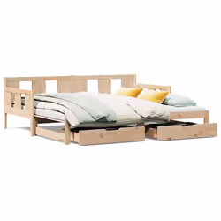 vidaXL Daybed with Trundle and Drawers Sofa Bed 90x190 cm Solid Wood Pine