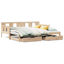 vidaXL Daybed with Trundle and Drawers Sofa Bed 90x190 cm Solid Wood Pine