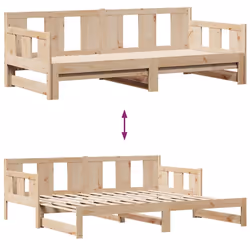 vidaXL Daybed with Trundle and Drawers Sofa Bed 90x190 cm Solid Wood Pine - Additional view 7