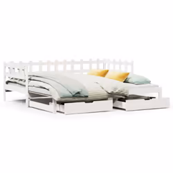 vidaXL Daybed with Trundle & Drawers Sofa Bed White 80x200 cm Solid Wood Pine