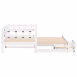 vidaXL Daybed with Trundle & Drawers Sofa Bed White 80x200 cm Solid Wood Pine - Additional view 5