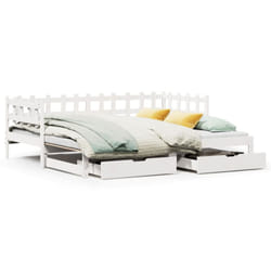 vidaXL Daybed with Trundle & Drawers Sofa Bed White 90x200 cm Solid Wood Pine