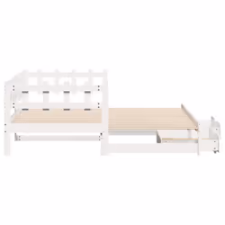 vidaXL Daybed with Trundle & Drawers Sofa Bed White 90x200 cm Solid Wood Pine - Additional view 5