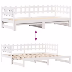 vidaXL Daybed with Trundle & Drawers Sofa Bed White 90x200 cm Solid Wood Pine - Additional view 7