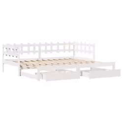 vidaXL Daybed with Trundle & Drawers Sofa Bed White 90x190 cm Solid Wood Pine
