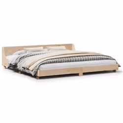 vidaXL Bed Frame with Headboard Wax Solid Wood Pine - natural, 200 x 200 cm