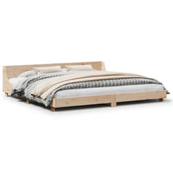 vidaXL Bed Frame with Headboard Wax Solid Wood Pine - natural, 200 x 200 cm