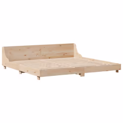 vidaXL Bed Frame with Headboard Wax Solid Wood Pine - natural, 200 x 200 cm