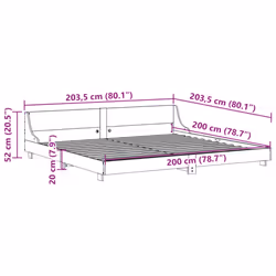 vidaXL Bed Frame with Headboard Wax Solid Wood Pine - white, 200 x 200 cm