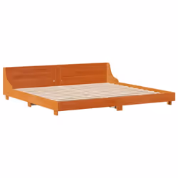 vidaXL Bed Frame with Headboard Wax Solid Wood Pine - wax brown, 200 x 200 cm