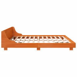 vidaXL Bed Frame with Headboard Wax Solid Wood Pine - wax brown, 200 x 200 cm - Additional view 4