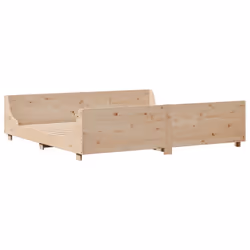 vidaXL Bed Frame with Headboard Home Bed Base White 140x200 cm Solid Wood Pine - natural, 200 x 200 cm