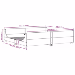 vidaXL Bed Frame with Headboard Home Bed Base White 140x200 cm Solid Wood Pine - natural, 200 x 200 cm