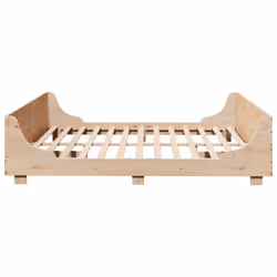 vidaXL Bed Frame with Headboard Home Bed Base White 140x200 cm Solid Wood Pine - natural, 200 x 200 cm - Additional view 4