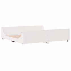 vidaXL Bed Frame with Headboard Home Bed Base White 140x200 cm Solid Wood Pine - white, 200 x 200 cm - Additional view 2
