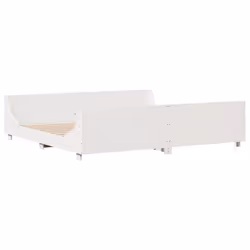 vidaXL Bed Frame with Headboard Home Bed Base White 140x200 cm Solid Wood Pine - white, 200 x 200 cm - Additional view 5