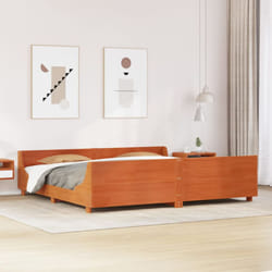vidaXL Bed Frame with Headboard Bed Base Wax Brown 200x200 cm Solid Wood Pine