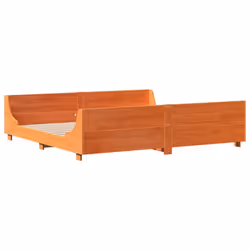 vidaXL Bed Frame with Headboard Bed Base Wax Brown 200x200 cm Solid Wood Pine - Additional view 2