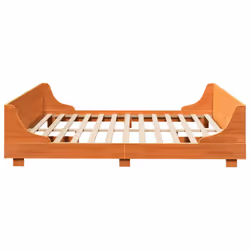 vidaXL Bed Frame with Headboard Bed Base Wax Brown 200x200 cm Solid Wood Pine - Additional view 4
