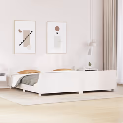 vidaXL Bed Frame with Headboard White 180x200 cm Super King Solid Wood Pine