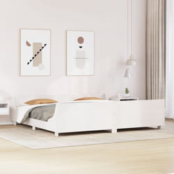 vidaXL Bed Frame with Headboard White 180x200 cm Super King Solid Wood Pine