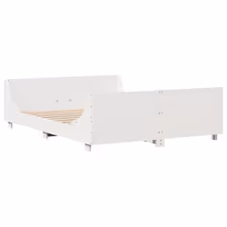 vidaXL Bed Frame with Headboard Home Bed Base White 140x200 cm Solid Wood Pine - white, 160 x 200 cm - Additional view 2