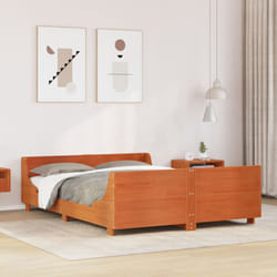 vidaXL Bed Frame with Headboard Bed Base Wax Brown 160x200 cm Solid Wood Pine