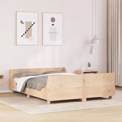 vidaXL Bed Frame with Headboard Bed Base 150x200 cm King Size Solid Wood Pine