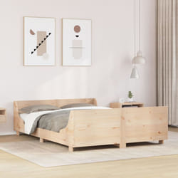 vidaXL Bed Frame with Headboard Bed Base 150x200 cm King Size Solid Wood Pine