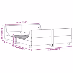 vidaXL Bed Frame with Headboard Home Bed Base White 140x200 cm Solid Wood Pine - natural, 140 x 200 cm - Additional view 8