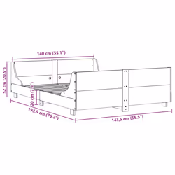 vidaXL Bed Frame with Headboard Home Bed Base White 140x200 cm Solid Wood Pine - natural, 140 x 190 cm