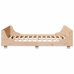 vidaXL Bed Frame with Headboard Home Bed Base White 140x200 cm Solid Wood Pine - natural, 140 x 190 cm - Additional view 4