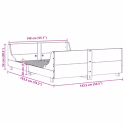 vidaXL Bed Frame with Headboard Home Bed Base White 140x200 cm Solid Wood Pine - white, 140 x 190 cm - Additional view 8