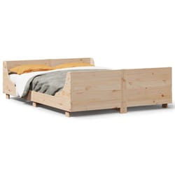 vidaXL Bed Frame with Headboard Home Bed Base White 140x200 cm Solid Wood Pine - natural, 135 x 190 cm