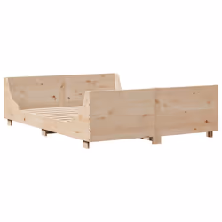 vidaXL Bed Frame with Headboard Home Bed Base White 140x200 cm Solid Wood Pine - natural, 135 x 190 cm