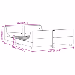 vidaXL Bed Frame with Headboard Home Bed Base White 140x200 cm Solid Wood Pine - natural, 135 x 190 cm - Additional view 8
