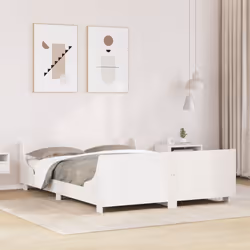 vidaXL Bed Frame with Headboard Bed White 135x190 cm Double Solid Wood Pine