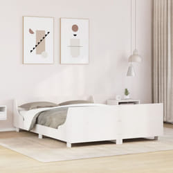 vidaXL Bed Frame with Headboard Bed White 135x190 cm Double Solid Wood Pine