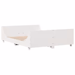 vidaXL Bed Frame with Headboard Bed White 135x190 cm Double Solid Wood Pine
