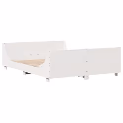 vidaXL Bed Frame with Headboard Bed White 135x190 cm Double Solid Wood Pine - Additional view 5