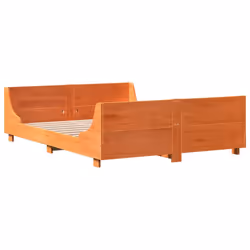 vidaXL Bed Frame with Headboard Wax Brown 135x190 cm Double Solid Wood Pine - Additional view 5