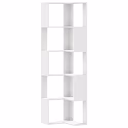 vidaXL Corner Bookcase 5-Tier Corner Bookshelf Corner Rack Engineered Wood - white
